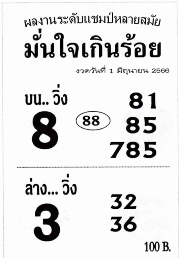 หวยมั่นใจเกินร้อย